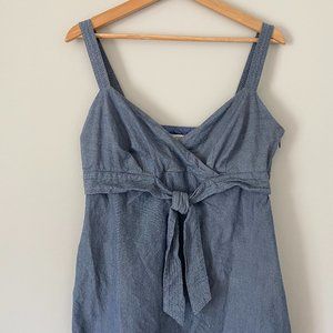 LOFT Denim Tank Dress with Tie Size 10